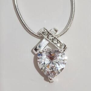 Cross My Heart Infinity Silver Heart Necklace Made with Swarovski Crystals